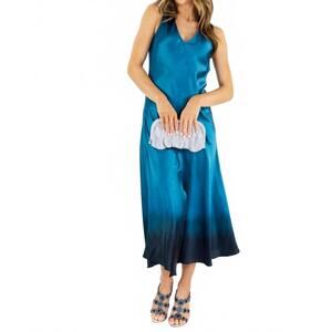 NEW GO BY GO SILK drape dress in tangled up blue